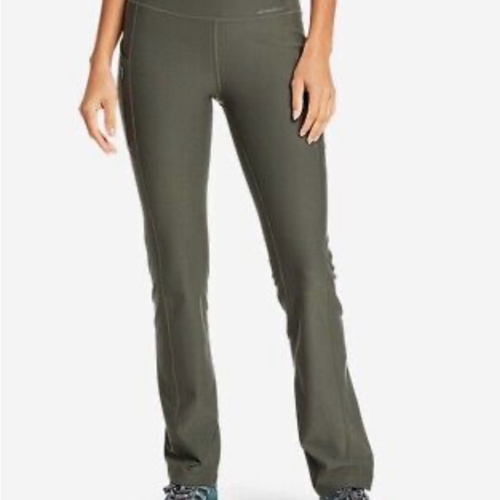 Eddie Bauer Green Flare Pants with Stretch Fabric